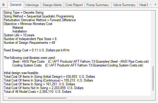 The General tab of the Output window.